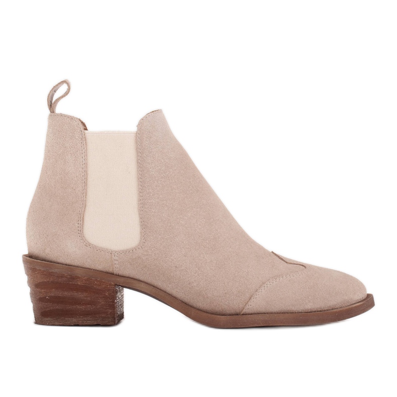 Marco Shoes Bottines Chelsea à talons hauts en daim naturel beige