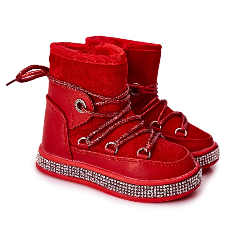 FR1 Bottes de Neige Enfant Rouge Avec Cubic Zirconia Wellma FR1 Bottes de Neige Enfant Rouge Avec Cubic Zirconia Wellma