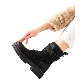 Super Mode Bottes à lacets avec boucle le noir Super Mode Bottes à lacets avec boucle le noir