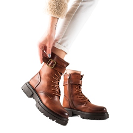 Super Mode Bottes à lacets avec boucle brun