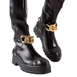 Diamantique Bottes avec ornement de mode noir