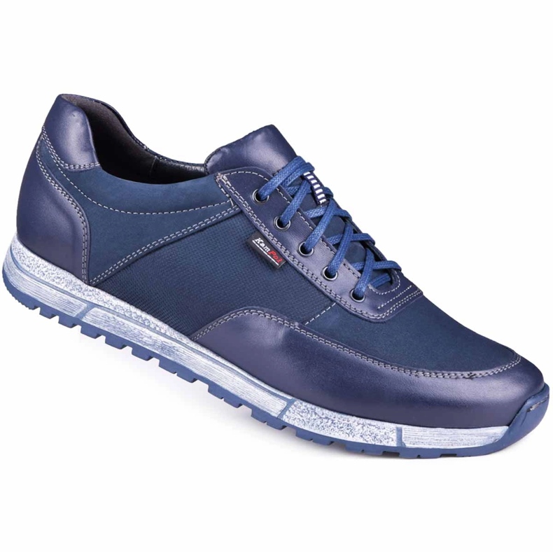 Kampol Chaussures casual homme cuir 31/54 bleu marine