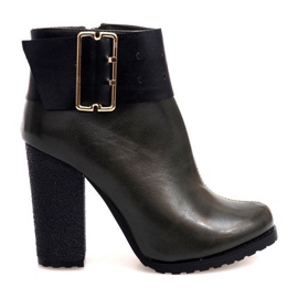 Bottes Élégantes Avec Une Boucle Sur Un Post 1742 Kaki le noir