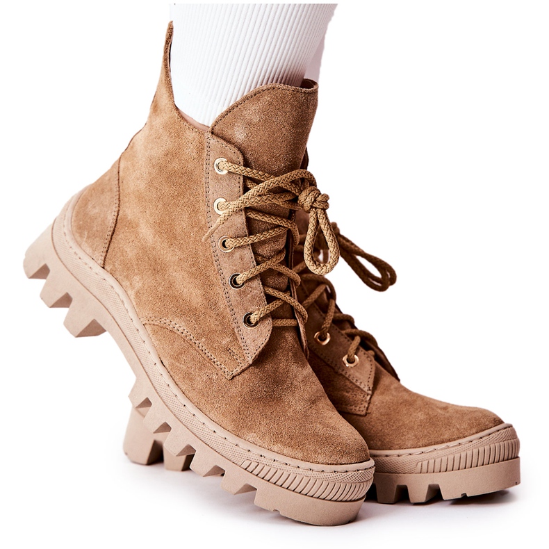 PF1 Bottes Chaudes En Daim Trappeurs Camel Cressid beige