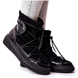 PF1 Bottes de Neige Chaudes en Daim Noir Clarem