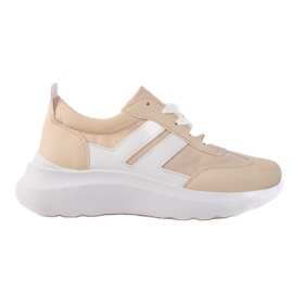 Ideal Shoes Baskets à la mode avec des rayures beige