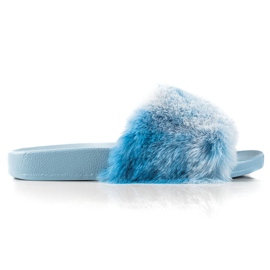 TRENDI Pantoufles Avec Fourrure bleu