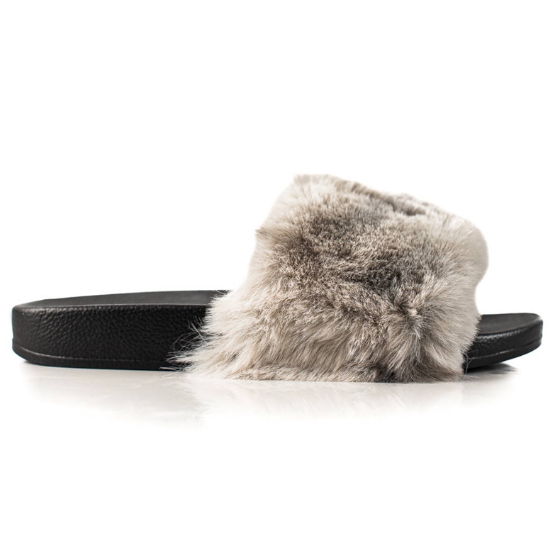 TRENDI Pantoufles Avec Fourrure gris