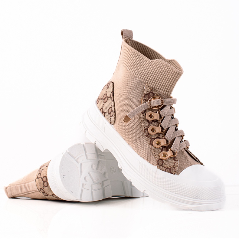 TRENDI Chaussures de sport hautes beige brun