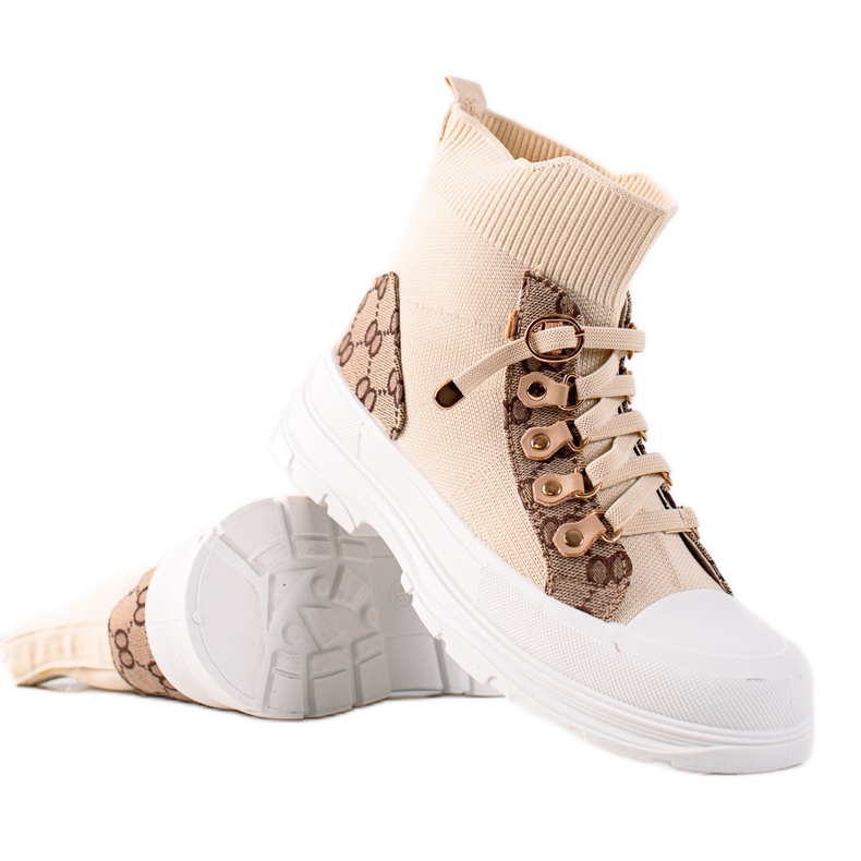 TRENDI Chaussures de sport hautes beige brun