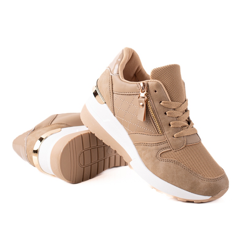 TRENDI Baskets compensées marron beige