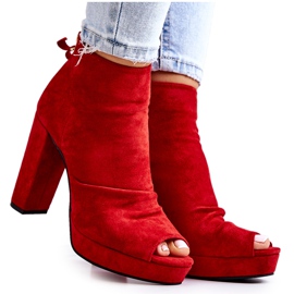 WS1 Boots On a Bar Open Toes Red Adore rouge