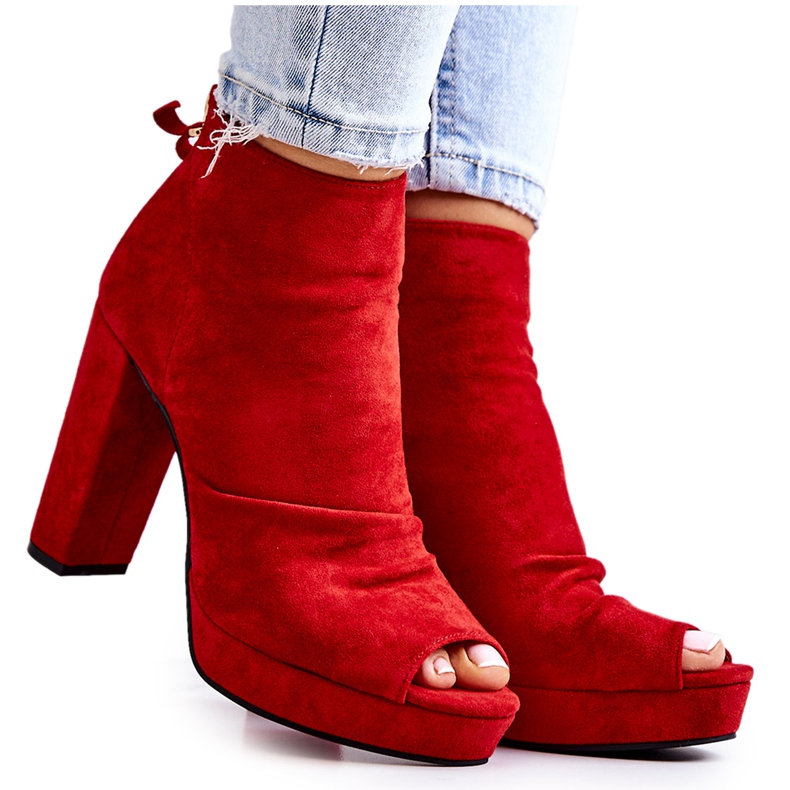WS1 Boots On a Bar Open Toes Red Adore rouge