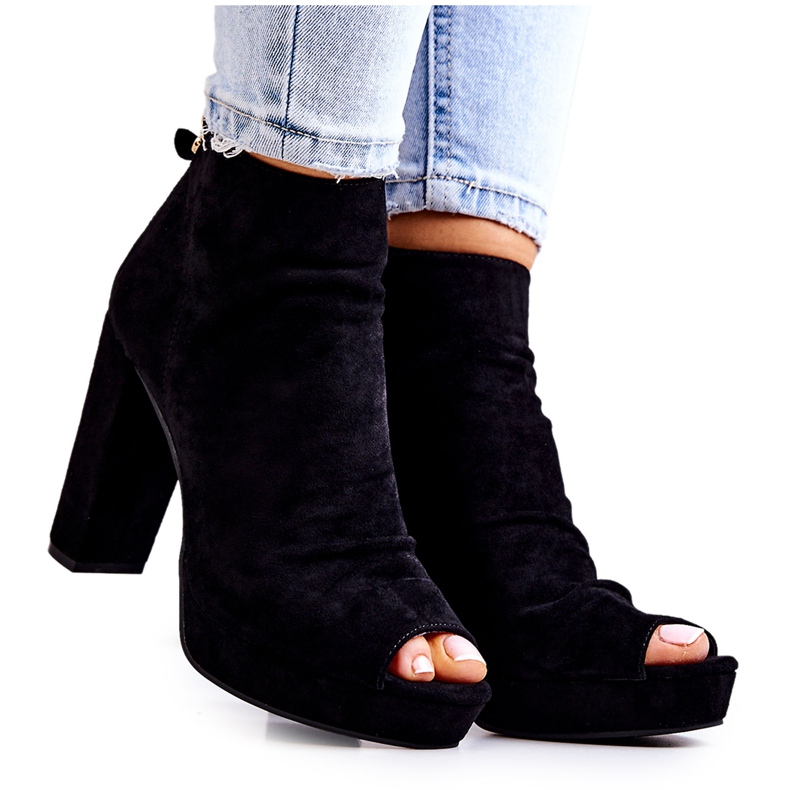 WS1 Bottes noires sur une barre à bouts ouverts Black Adore le noir