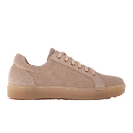 Marco Shoes Chaussures de sport en tissu et cuir beige Marco Shoes Chaussures de sport en tissu et cuir beige