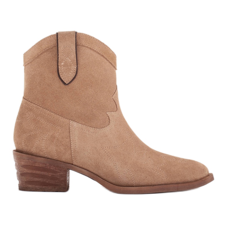 Marco Shoes Bottes de cowboy confortables en daim naturel beige
