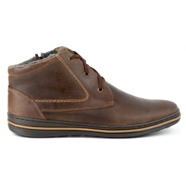 Polbut Chaussures en cuir masculin d'hiver 339 marron brun