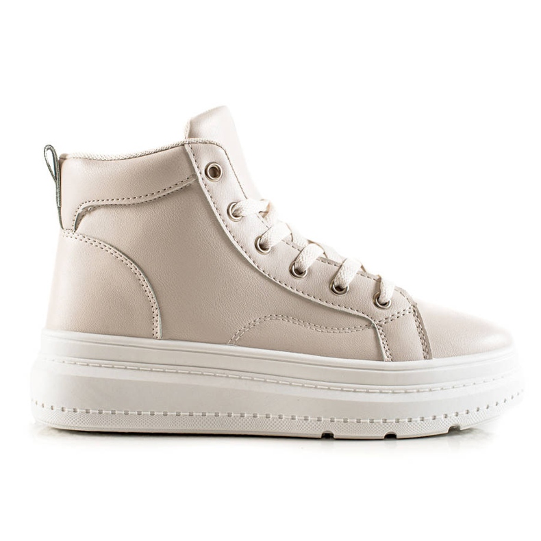 Renda Baskets hautes en cuir écologique beige