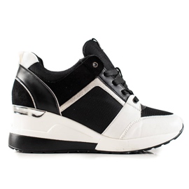 TRENDI Baskets compensées légères blanc noir