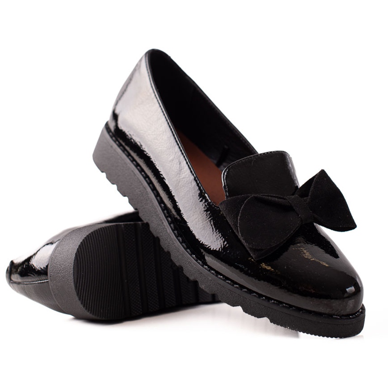 La.Fi Chaussures laquées à nœud le noir