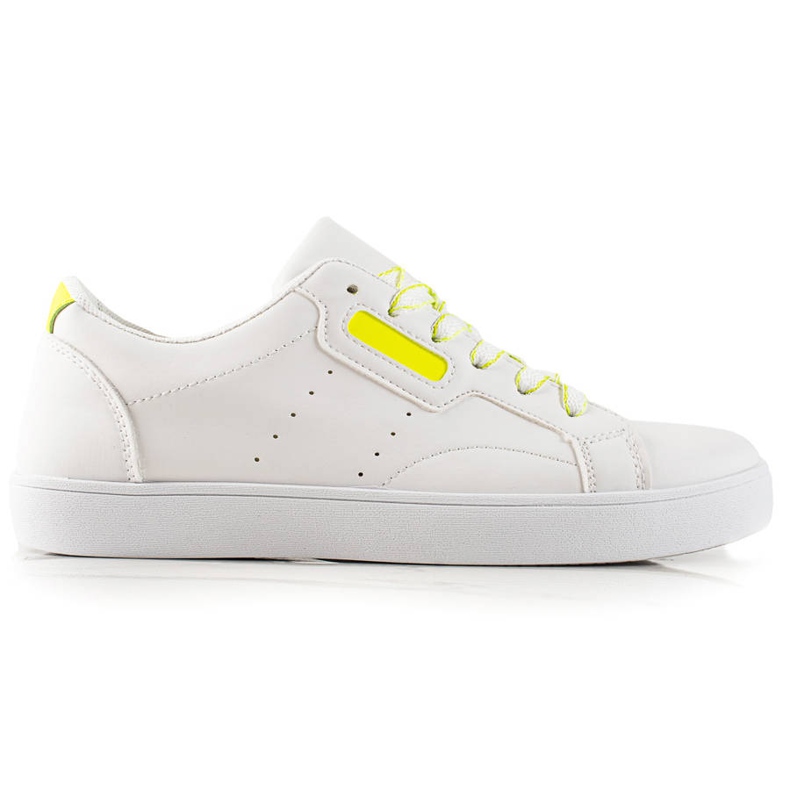 TRENDI Chaussures de sport légères en cuir écologique blanche jaune