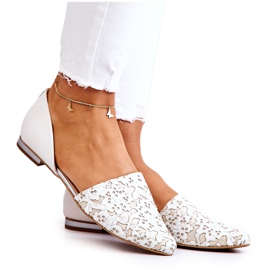 Ballerines élégantes en cuir Laura Messi 1110 Beige blanc