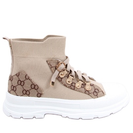 Baskets chaussettes Reta Kaki beige brun