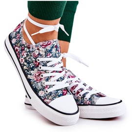 FS2 Baskets basses à fleurs Desiree vertes