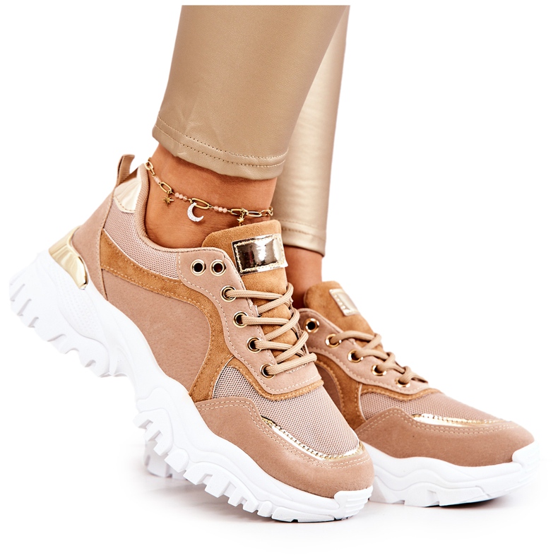 FS2 Baskets Sur La Plateforme Marron Sallie beige d'or