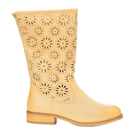 Bottes enfant beige bouilloire jaune