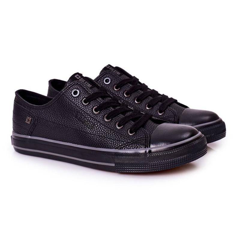 Baskets en cuir pour hommes Big Star II174002 Noir le noir