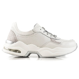 Goodin Baskets en cuir ajouré blanc argent