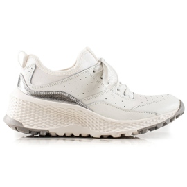 Goodin Baskets en cuir élégantes blanc argent