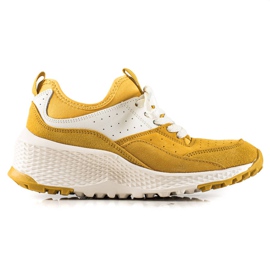Goodin Baskets en cuir élégantes blanche jaune