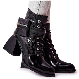 PF1 Boots Cuir Avec Rein Noir Cannie le noir