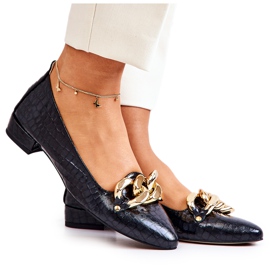 PA2 Escarpins Cuir Serpent Noir Elissabeth