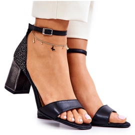 PA2 Sandales en cuir sur une barre Lorene noire