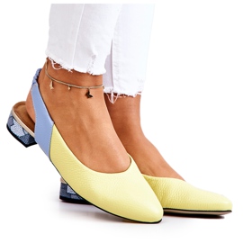 PA2 Ballerine Talon Ouvert Cuir Jaune-Bleu Noreen