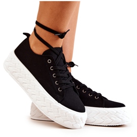 PS1 Baskets Sur Une Plateforme Suzane Massive Noire Et Blanche