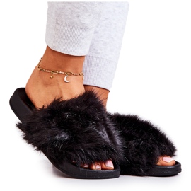 Chaussons Avec Fourrure, Caoutchouc Noir Pollie