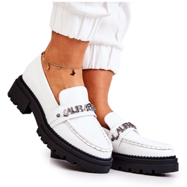 PL5 Mocassins Cuir Lettres La.Fi Blanc Jenefer