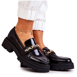 PL5 Mocassins Laqués Lettres La.Fi Noir Jenefer le noir