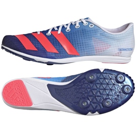 Adidas Distancestar M GY0946 pointes de course rouge bleu