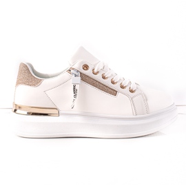 BUONAROTTI Baskets Blanches Avec Fermeture Éclair Décorative