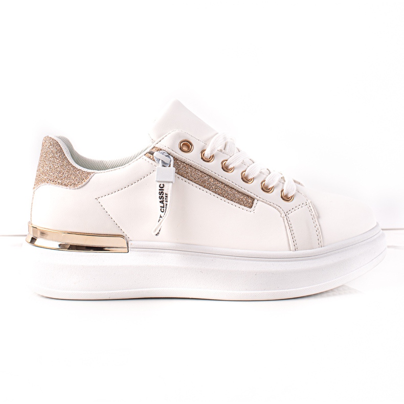 BUONAROTTI Baskets Blanches Avec Fermeture Éclair Décorative