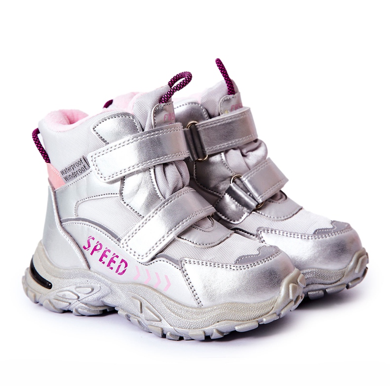 PJ2 Bottes De Neige Chaudes Avec Velcro Silver Percy argent gris