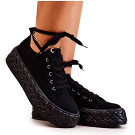 PS1 Baskets sur une plate-forme Suzane noire massive