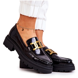 PL5 Mocassins Laqués Décor La.Fi Noir Laurene