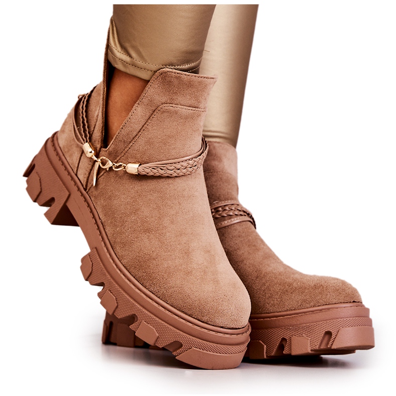 PS1 Bottes Worker Daim À Rayures Beige Moriah brun