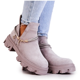 PS1 Bottes Worker Daim À Rayures Gris Moriah